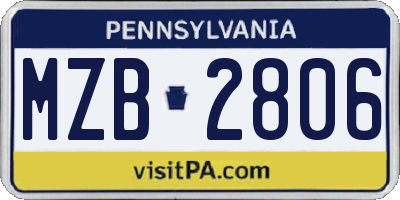 PA license plate MZB2806