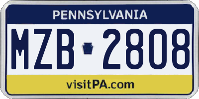 PA license plate MZB2808