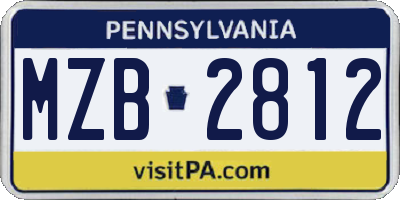 PA license plate MZB2812