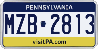 PA license plate MZB2813