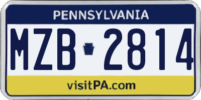 PA license plate MZB2814
