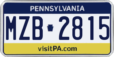 PA license plate MZB2815