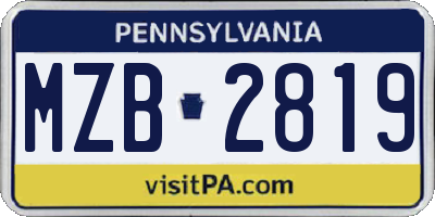 PA license plate MZB2819