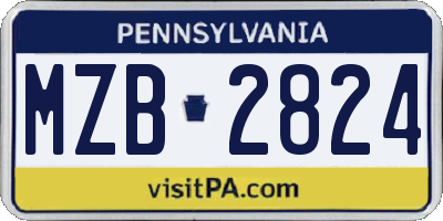 PA license plate MZB2824