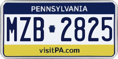 PA license plate MZB2825