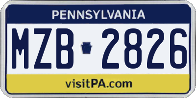 PA license plate MZB2826