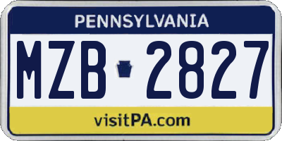 PA license plate MZB2827
