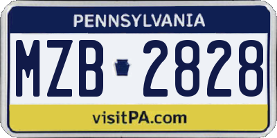 PA license plate MZB2828
