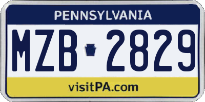 PA license plate MZB2829