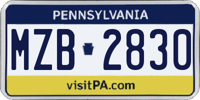 PA license plate MZB2830