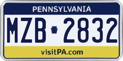 PA license plate MZB2832