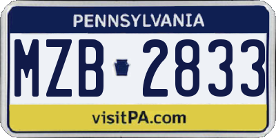 PA license plate MZB2833