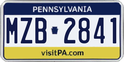PA license plate MZB2841