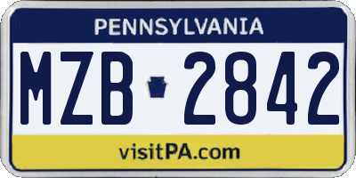 PA license plate MZB2842