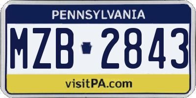PA license plate MZB2843