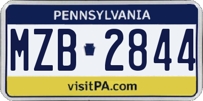 PA license plate MZB2844