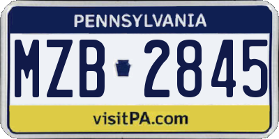 PA license plate MZB2845