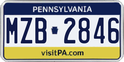 PA license plate MZB2846