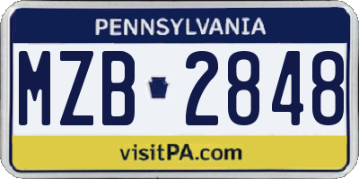 PA license plate MZB2848