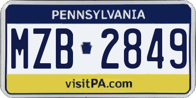 PA license plate MZB2849
