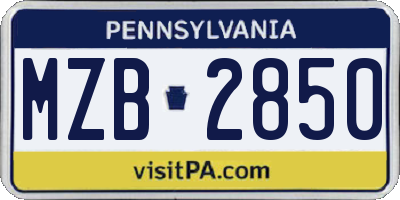PA license plate MZB2850