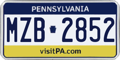 PA license plate MZB2852