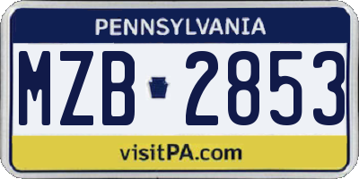 PA license plate MZB2853