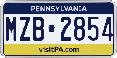 PA license plate MZB2854
