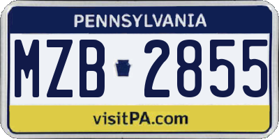 PA license plate MZB2855