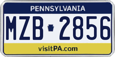 PA license plate MZB2856