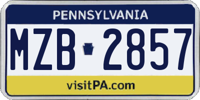 PA license plate MZB2857