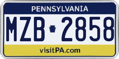 PA license plate MZB2858
