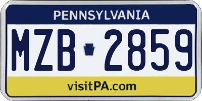 PA license plate MZB2859