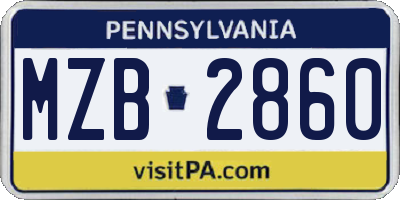 PA license plate MZB2860