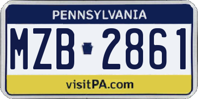PA license plate MZB2861