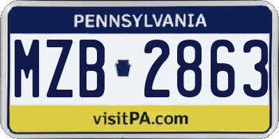 PA license plate MZB2863