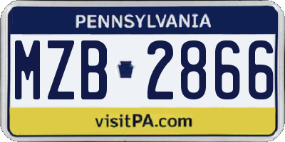 PA license plate MZB2866
