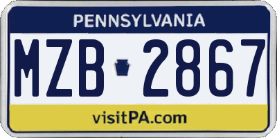 PA license plate MZB2867
