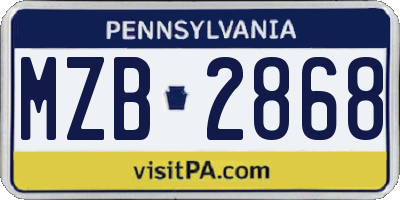 PA license plate MZB2868