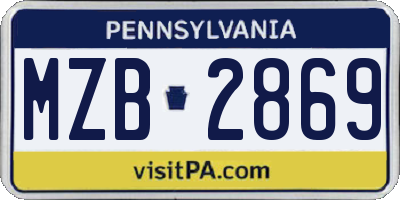 PA license plate MZB2869