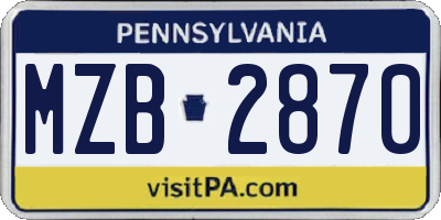 PA license plate MZB2870