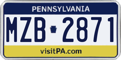 PA license plate MZB2871