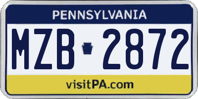 PA license plate MZB2872