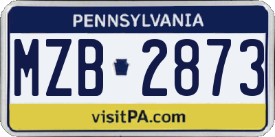 PA license plate MZB2873