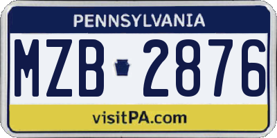 PA license plate MZB2876