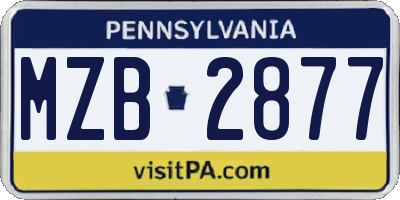 PA license plate MZB2877