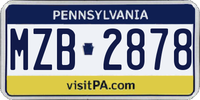 PA license plate MZB2878