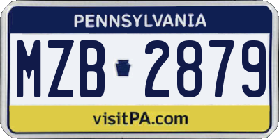 PA license plate MZB2879