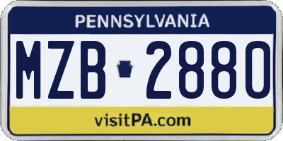 PA license plate MZB2880