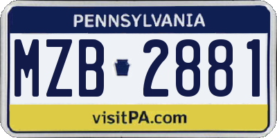 PA license plate MZB2881